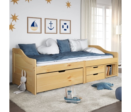 vidaXL Sofá cama con 3 cajones madera maciza pino IRUN 90x200cm