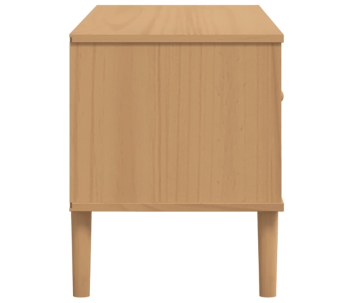 Mueble de TV SENJA aspecto ratán madera pino marrón 106x40x49cm