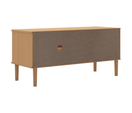 Mueble de TV SENJA aspecto ratán madera pino marrón 106x40x49cm