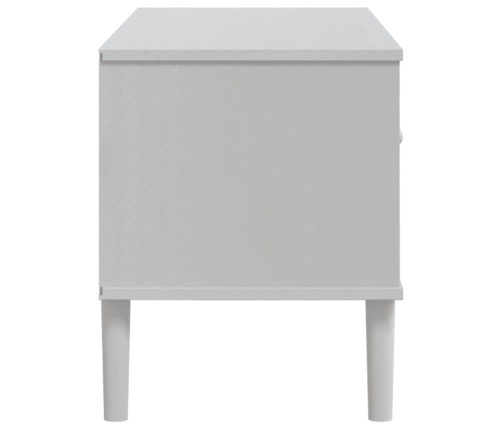 Mueble de TV SENJA aspecto ratán madera pino blanco 106x40x49cm