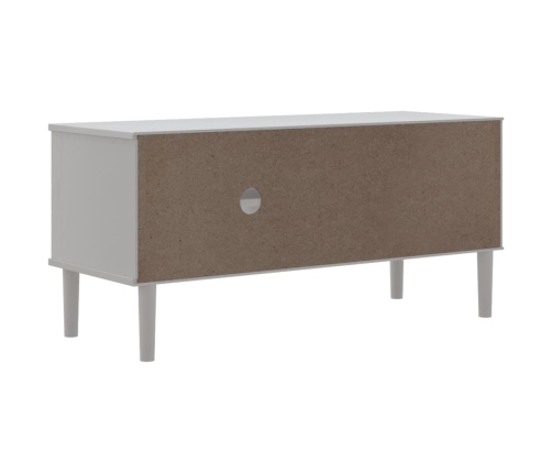 Mueble de TV SENJA aspecto ratán madera pino blanco 106x40x49cm