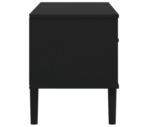 Mueble de TV SENJA aspecto ratán madera pino negro 106x40x49 cm