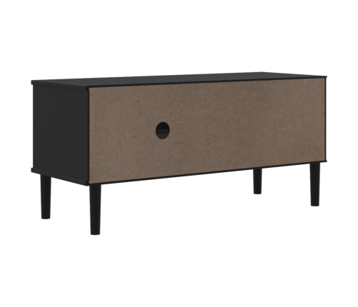 Mueble de TV SENJA aspecto ratán madera pino negro 106x40x49 cm