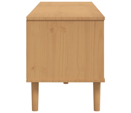 Mueble de TV SENJA aspecto ratán madera pino marrón 158x40x49cm