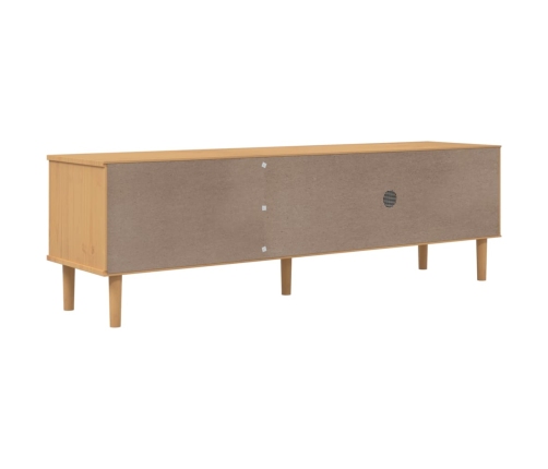 Mueble de TV SENJA aspecto ratán madera pino marrón 158x40x49cm