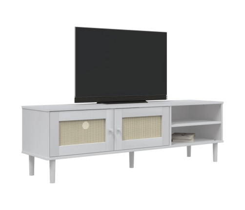 vidaXL Mueble de TV SENJA aspecto ratán madera pino blanco 158x40x49cm