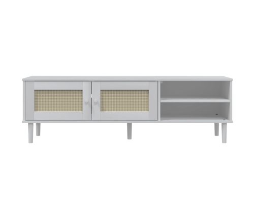 vidaXL Mueble de TV SENJA aspecto ratán madera pino blanco 158x40x49cm