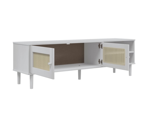 vidaXL Mueble de TV SENJA aspecto ratán madera pino blanco 158x40x49cm