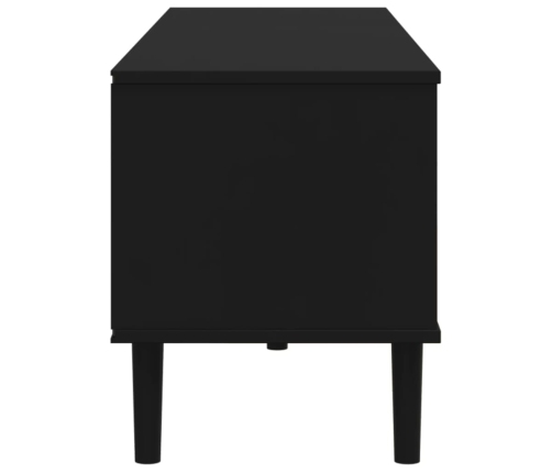 Mueble de TV SENJA aspecto ratán madera pino negro 158x40x49 cm