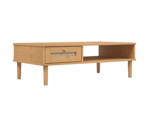 vidaXL Mesa de centro SENJA aspecto ratán madera marrón 100x55x33 cm