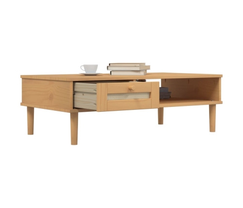 vidaXL Mesa de centro SENJA aspecto ratán madera marrón 100x55x33 cm