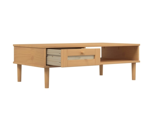 Mesa de centro SENJA aspecto ratán madera marrón 100x55x33 cm