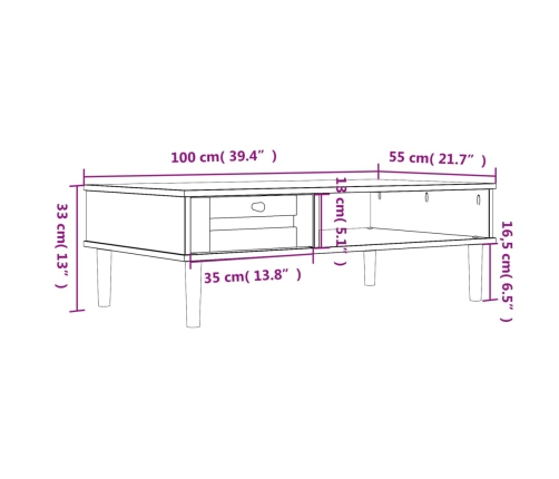 vidaXL Mesa de centro SENJA aspecto ratán madera marrón 100x55x33 cm