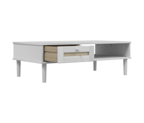 Mesa de centro SENJA aspecto ratán madera blanco 100x55x33 cm