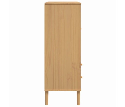 Aparador alto SENJA aspecto de ratán madera marrón 90x40x112 cm