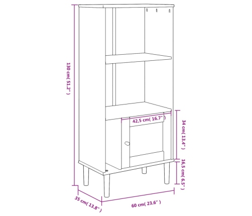 vidaXL Estantería SENJA aspecto ratán madera pino blanco 60x35x130 cm