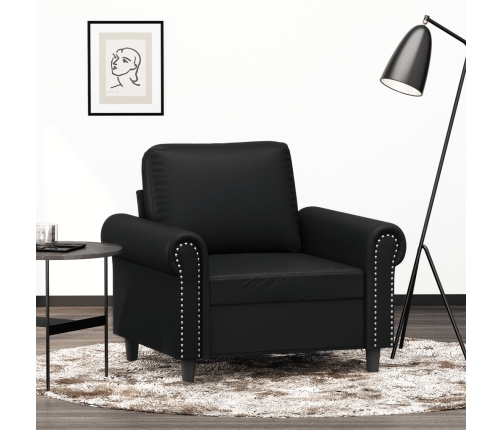 Sillón cuero sintético negro 60 cm