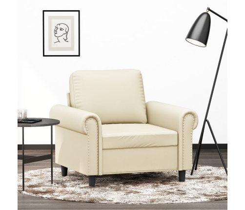 Sillón cuero sintético crema 60 cm