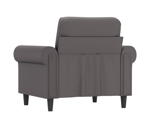 Sillón cuero sintético gris 60 cm