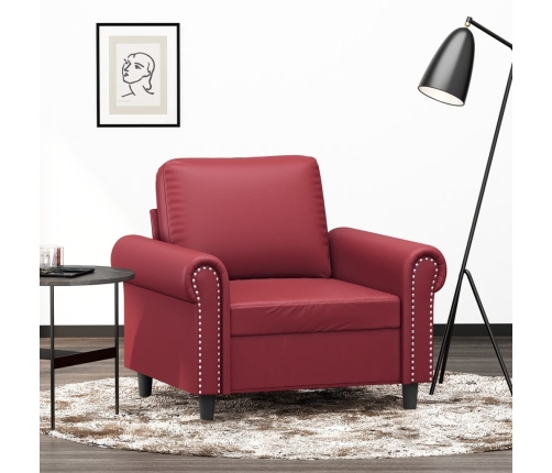 Sillón cuero sintético rojo tinto 60 cm