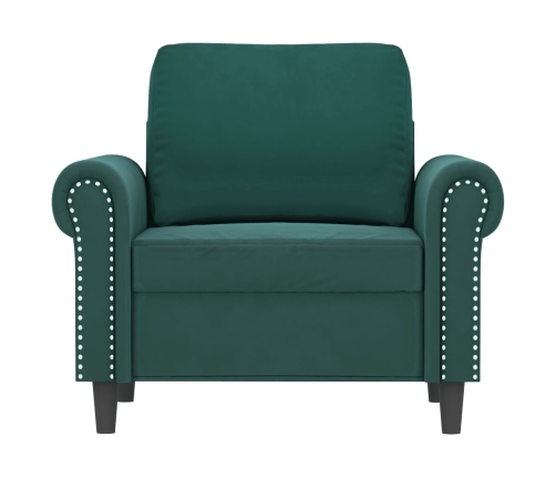 Sillón de terciopelo verde oscuro 60 cm