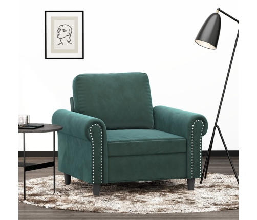 Sillón de terciopelo verde oscuro 60 cm