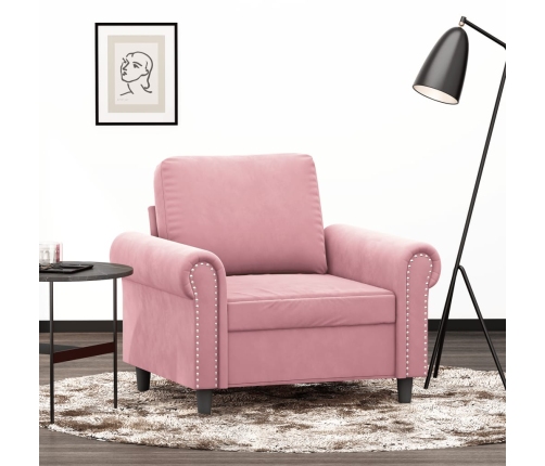 Sillón de terciopelo rosa 60 cm