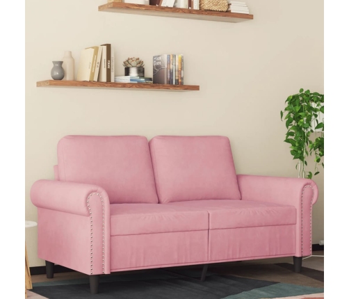 Sofá de 2 plazas terciopelo rosa 120 cm