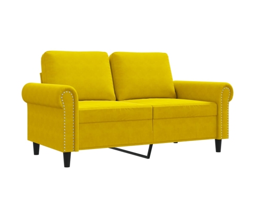 Sofá de 2 plazas terciopelo amarillo 120 cm