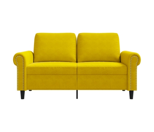 Sofá de 2 plazas terciopelo amarillo 120 cm