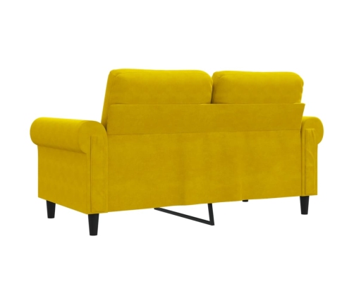 Sofá de 2 plazas terciopelo amarillo 120 cm