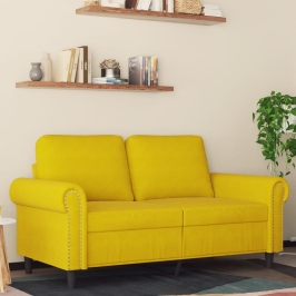 Sofá de 2 plazas terciopelo amarillo 120 cm