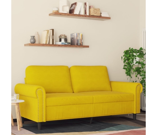 Sofá de 2 plazas terciopelo amarillo 140 cm