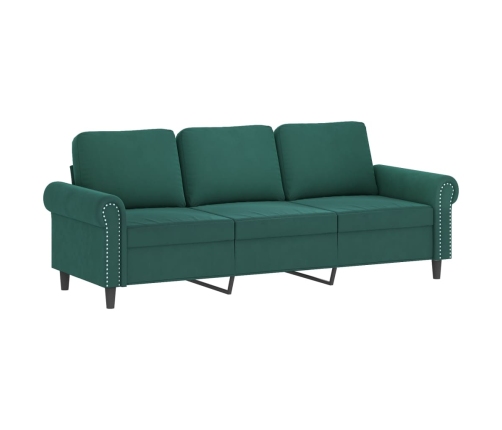 Sofá de 3 plazas terciopelo verde oscuro 180 cm