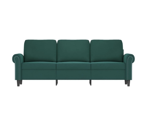 Sofá de 3 plazas terciopelo verde oscuro 180 cm