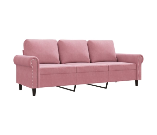 Sofá de 3 plazas terciopelo rosa 180 cm