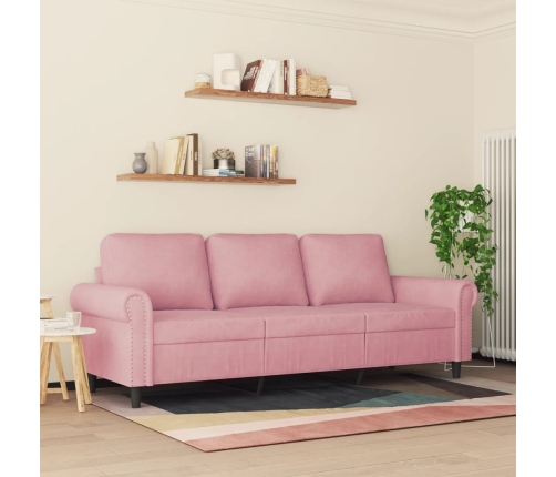 Sofá de 3 plazas terciopelo rosa 180 cm