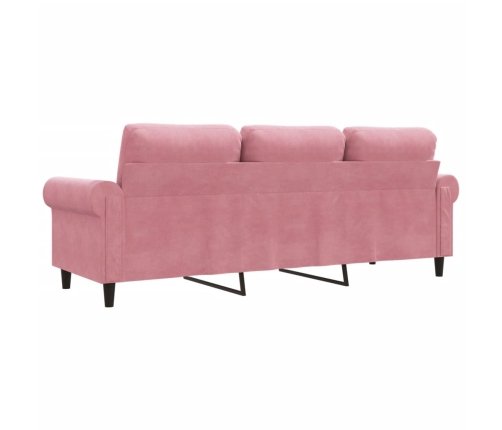 Sofá de 3 plazas terciopelo rosa 180 cm