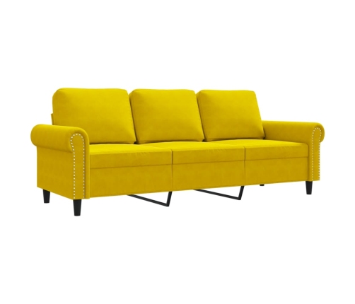 vidaXL Sofá de 3 plazas terciopelo amarillo 180 cm