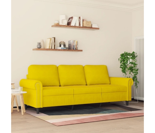 Sofá de 3 plazas terciopelo amarillo 180 cm