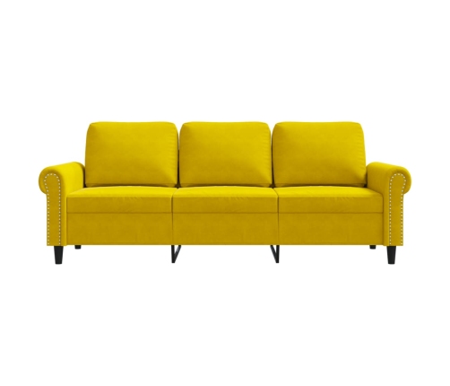 Sofá de 3 plazas terciopelo amarillo 180 cm