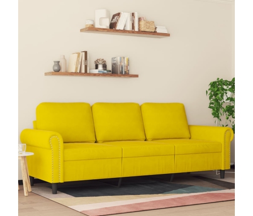 vidaXL Sofá de 3 plazas terciopelo amarillo 180 cm