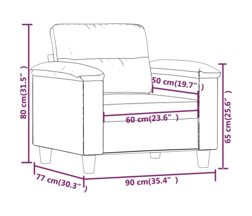 Sillón de tela microfibra gris oscuro 60 cm