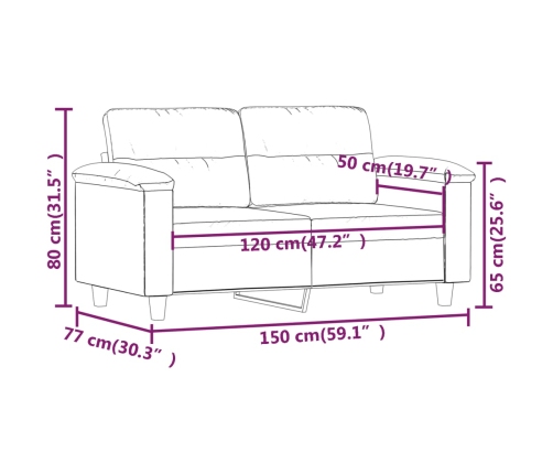 Sofá de 2 plazas de tela microfibra gris taupe 120 cm