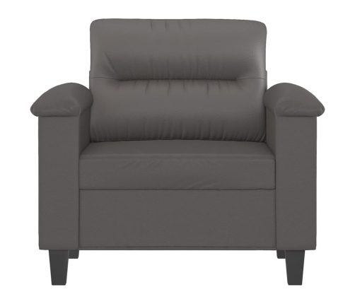 Sillón cuero sintético gris 60 cm