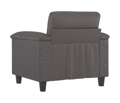 Sillón cuero sintético gris 60 cm