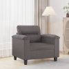 Sillón cuero sintético gris 60 cm