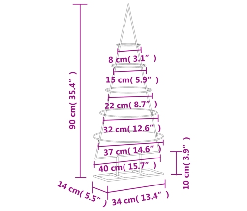 Árbol de Navidad para decoración metal negro 90 cm