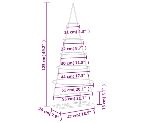 Árbol de Navidad para decoración metal negro 125 cm