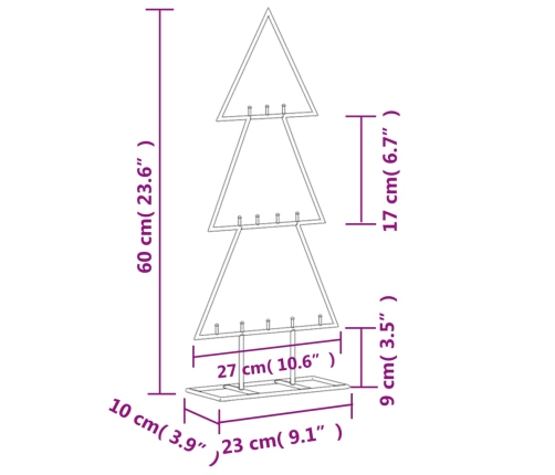 Árbol de Navidad para decoración metal negro 60 cm